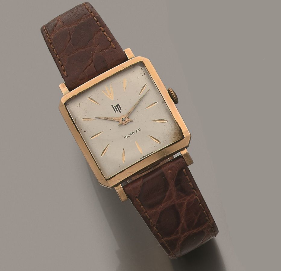 Null Montre bracelet d'homme, la montre de forme carrée en or jaune 750 millième&hellip;