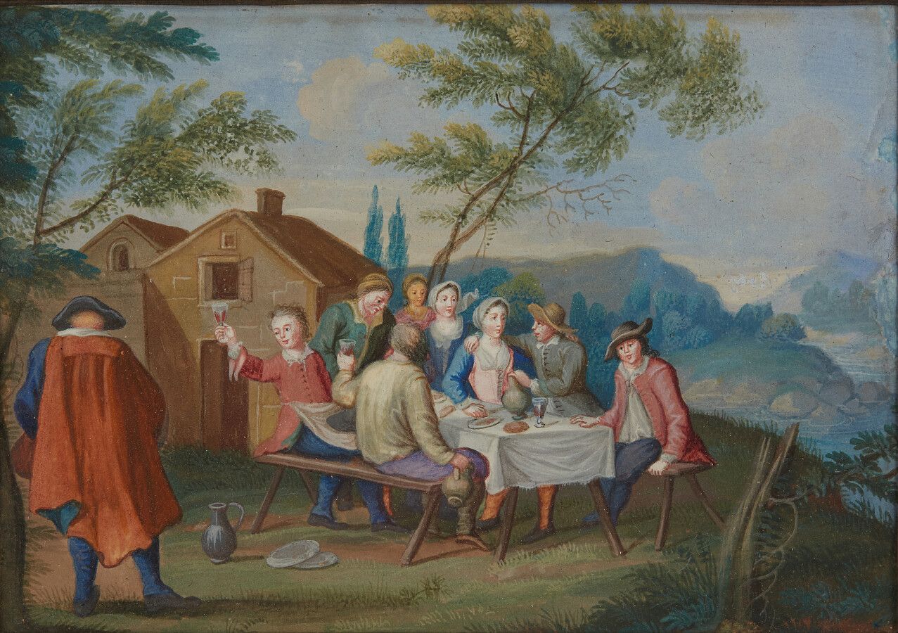 Null Ecole française du début du XVIIIe siècle ;

Le banquet,

Gouache

Haut. : &hellip;