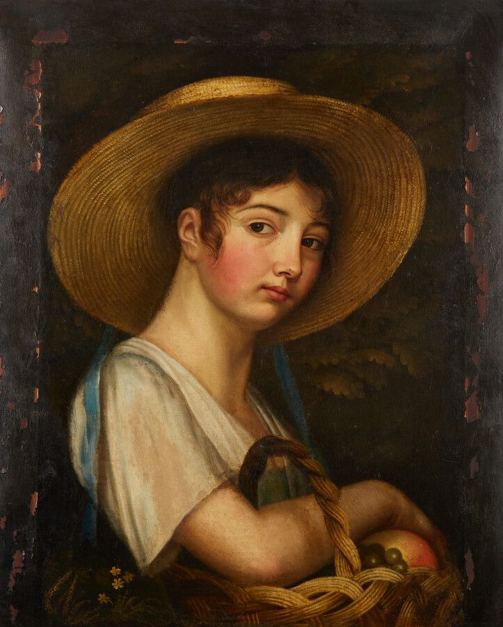 Null Ecole FRANCAISE vers 1820

Portrait de femme au chapeau de paille portant u&hellip;