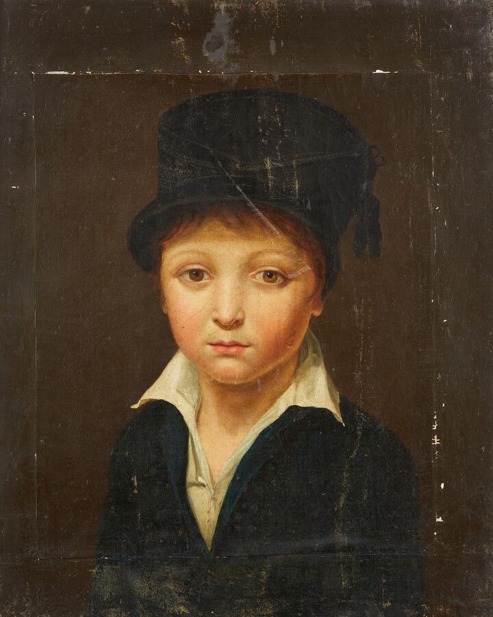 Null 19世纪初的法国学校，格罗斯男爵的随行人员

戴帽子的年轻男子的肖像

放大的画布，在纸板上，装在框架上

高度57厘米

宽度：46厘米

损坏、缺&hellip;