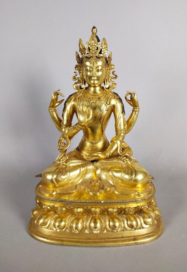 Null CHINE

Bouddha en bronze doré

Sino-tibétain

Représenté assis en padmasana&hellip;