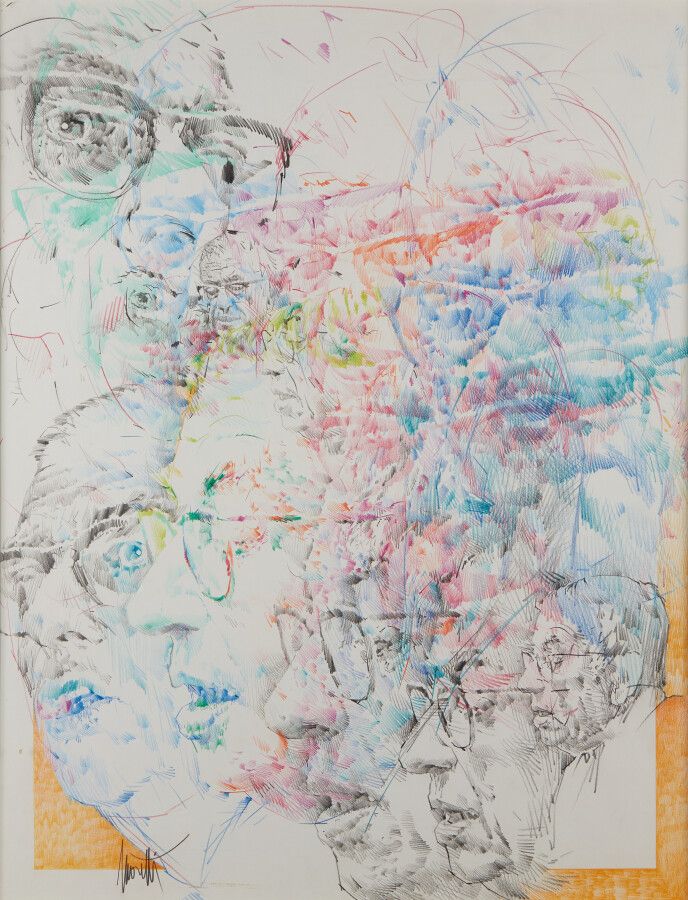 Null 莫莱蒂-雷蒙德（1931-2005）。

Jean Paul Sartre

纸上石墨和彩色铅笔，左下方签名

高度：63厘米63厘米；宽度：48厘米