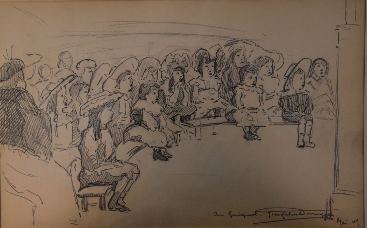 Null 多默古-让-加布里埃尔 (1889-1962)

"在木偶剧院"，约1904年

右侧有石墨签名，标题为

高度：16厘米16厘米；宽度：26厘米（看&hellip;