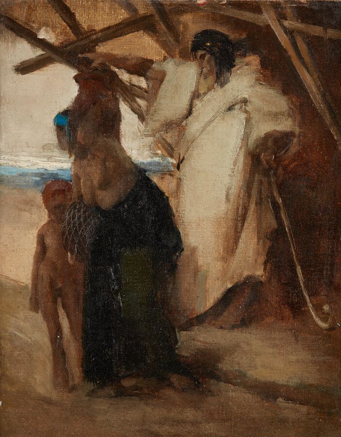 Null 德兰斯-保罗-路易(1848-1924)，归功于

研究：被亚伯拉罕追赶的亚甲和以实玛利

布面油画

高度：41厘米41厘米；宽度：33厘米