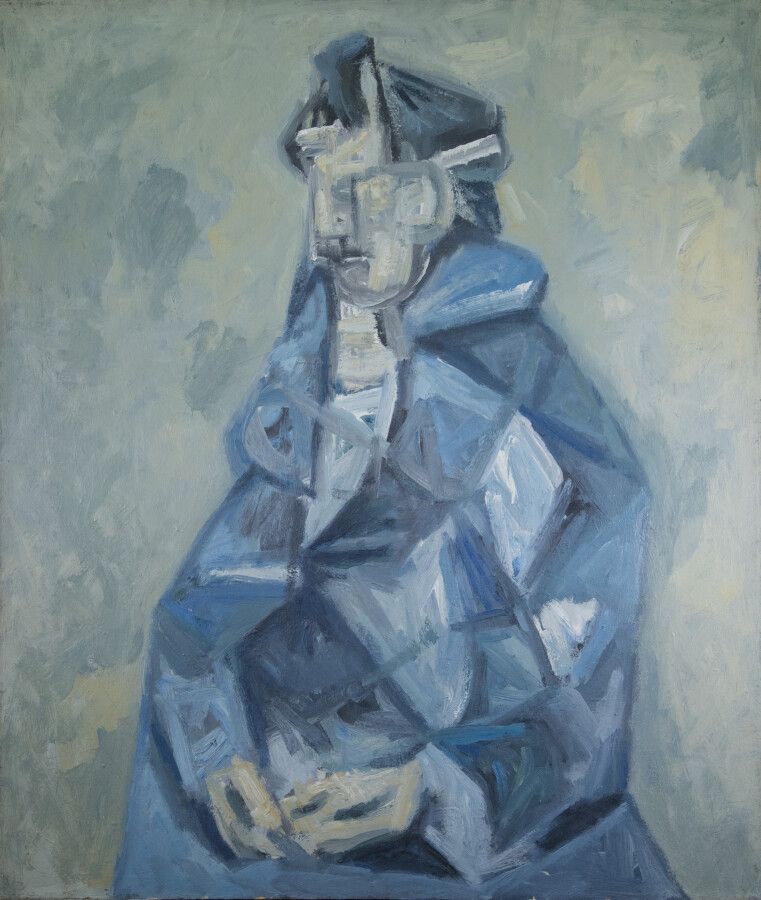 Null BARNABE Duilio被称为DUBE（1914-1961）。

蓝色母亲的肖像

布面油画，背面有标题

高度：100厘米；宽度：85厘米
