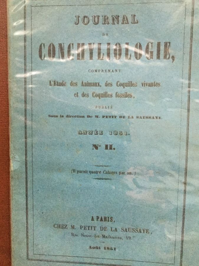 Null [CONCHYLIOLOGY] Journal of Conchylioloogy. Started in 1850 by Petit de la S&hellip;