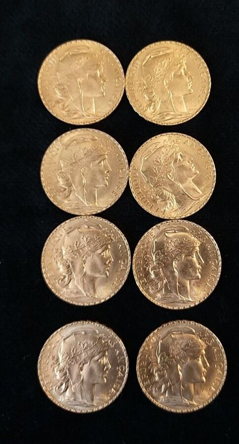Null FRANKREICH - 8 Münzen 20 Francs Gold Marianne, III. Republik (1911)



Gewi&hellip;