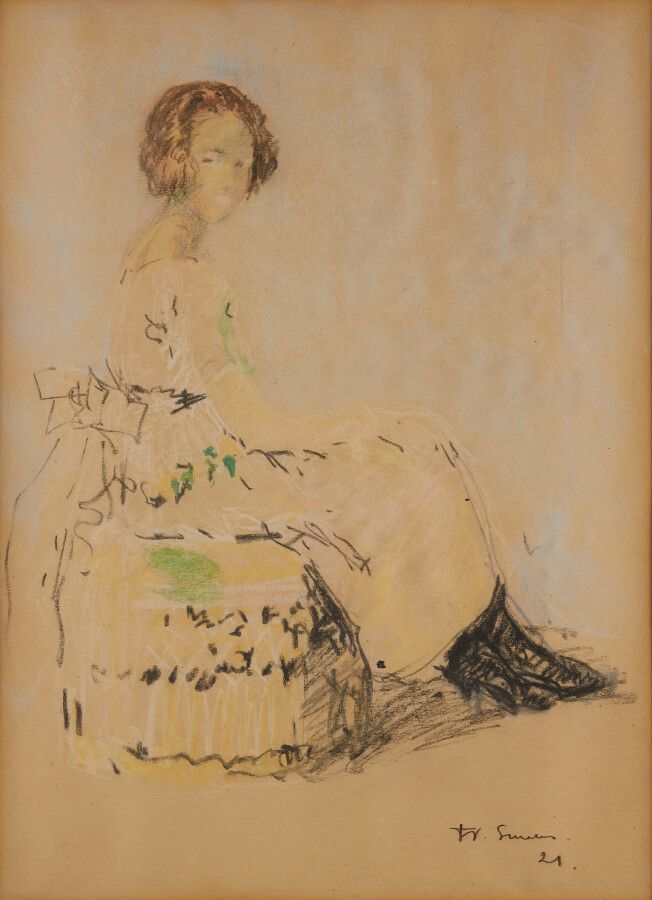 Null SMEERS Frans (1873-1960)

Jeune femme assise, 1921

Pastel et fusain, signé&hellip;