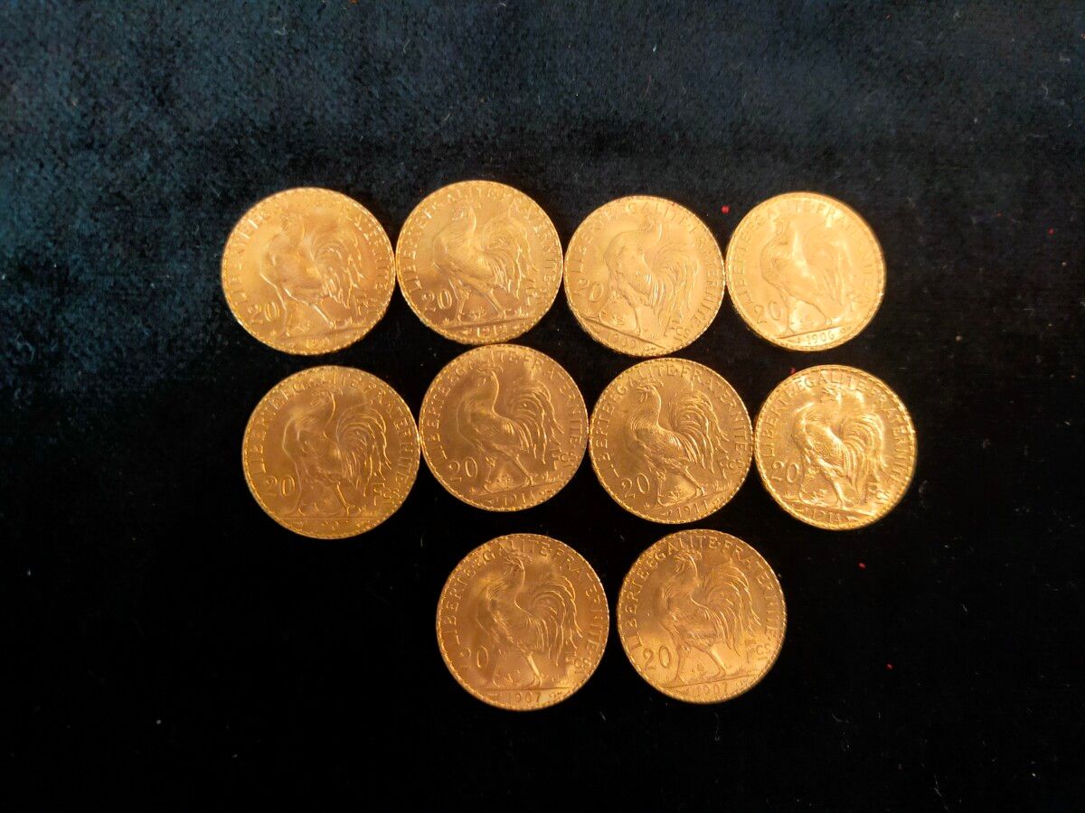Null FRANCE - 10 coins 20 Francs gold Marianne, IIIè République



Weight : 64,3&hellip;