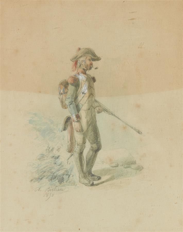 Null BERTRAND A. (attivo nel 19° secolo)

"Militare a piedi".

Coppia di acquere&hellip;