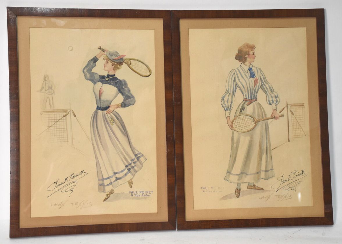 Null 普伊雷特-保罗(1879-1944)

网球运动员

一对水彩画，签名并盖有 "Paul Poiret, 5 rue Aubert "印章

高度：3&hellip;