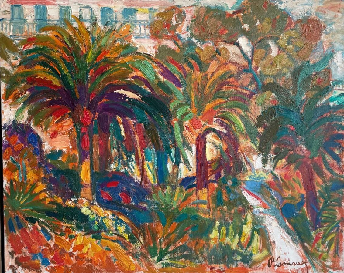 Null LIMAUX 

landscape with palm trees

 canvas signed