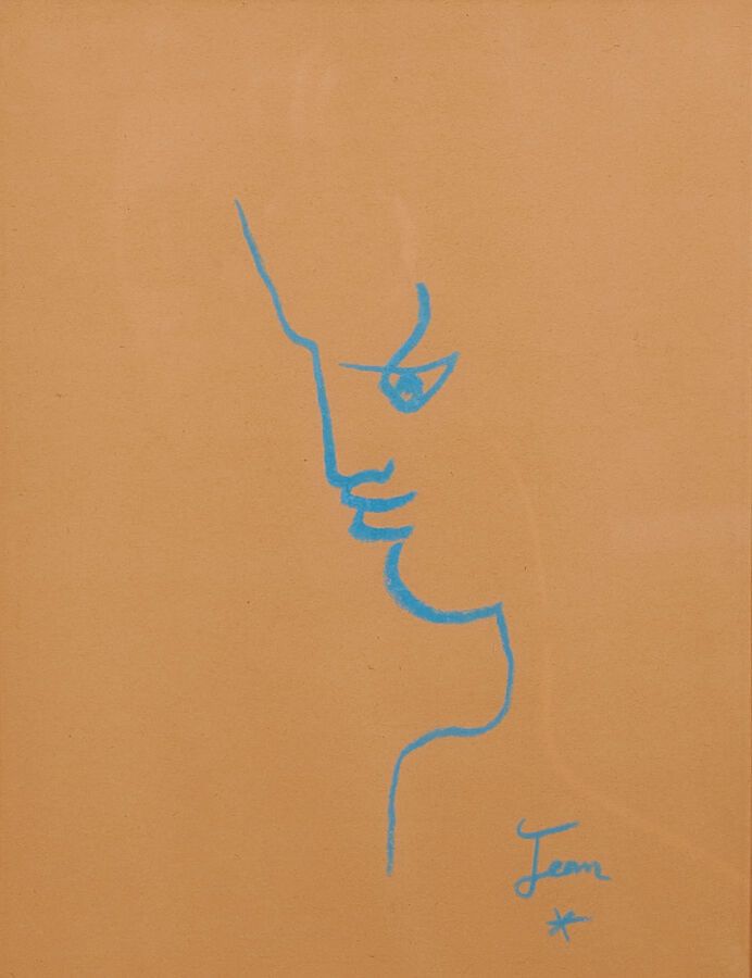Dans le goût COCTEAU Jean (1899-1963) 
Profil 
Crayon gras, signé en bas à droit&hellip;