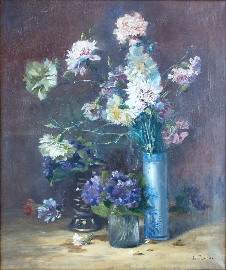 Null RAMUS

Bouquet of carnations and violets in a vase

Oil on canvas

Height :&hellip;