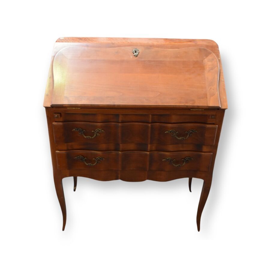 Null BUREAU DE PENTE in fruitwood opening with two drawers and a flap, the legs &hellip;