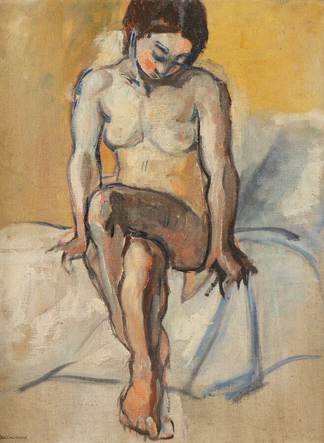 Null 安托万-扎卡尼诺

(1907-1992)

模型



布面油画，左下角有签名



高度：61厘米61 ; 宽度 : 46 cm
