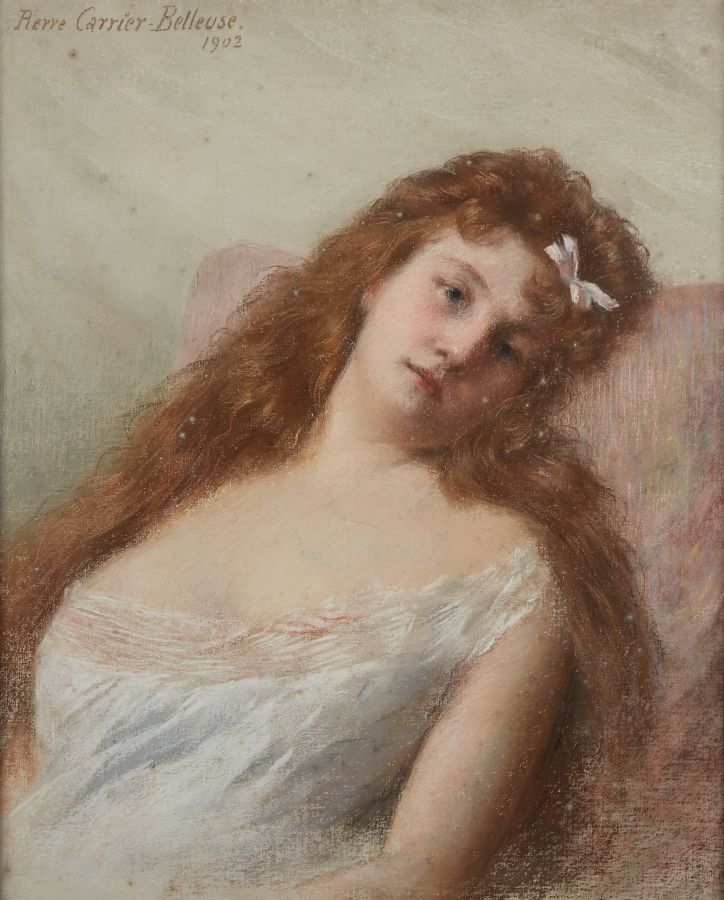 CARRIER-BELLEUSE Pierre (1851-1932/33) 
Le repos du modèle 
Pastel, sur toile si&hellip;