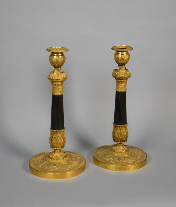 Null Pair of ormolu and patinated torches with antique decoration.

Restoration &hellip;