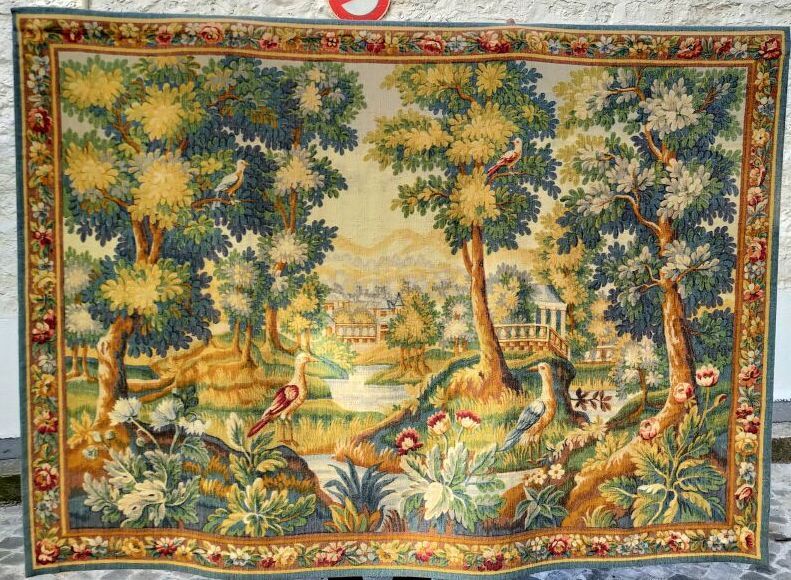 Null Green tapestry in the taste of Aubusson 

Height : 140 cm 140 ; Width : 194&hellip;