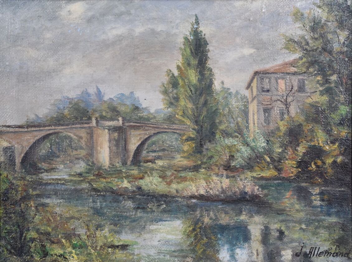 Null 现代学校

景观与桥梁

布面油画

印有 "J.右下角的 "Allemand"。

高度：46厘米46；宽度：62厘米