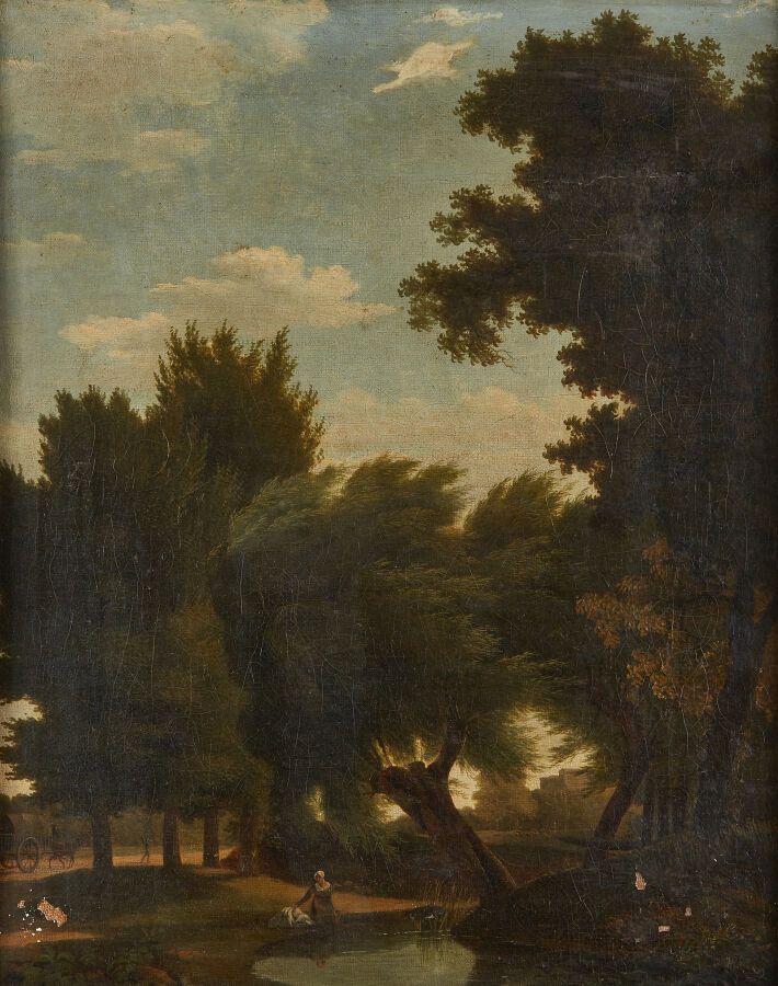 Null HUET Paul (1803-1869) in stile

Giovane donna in riva al fiume

Olio su tel&hellip;