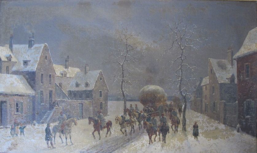 Null Henri VAN WYK；归功于。

"1870年冬天，法国骑兵在一个村庄里。

一对布面油画，左下方有签名（小事故，清漆磨损）。

高度：31厘米&hellip;
