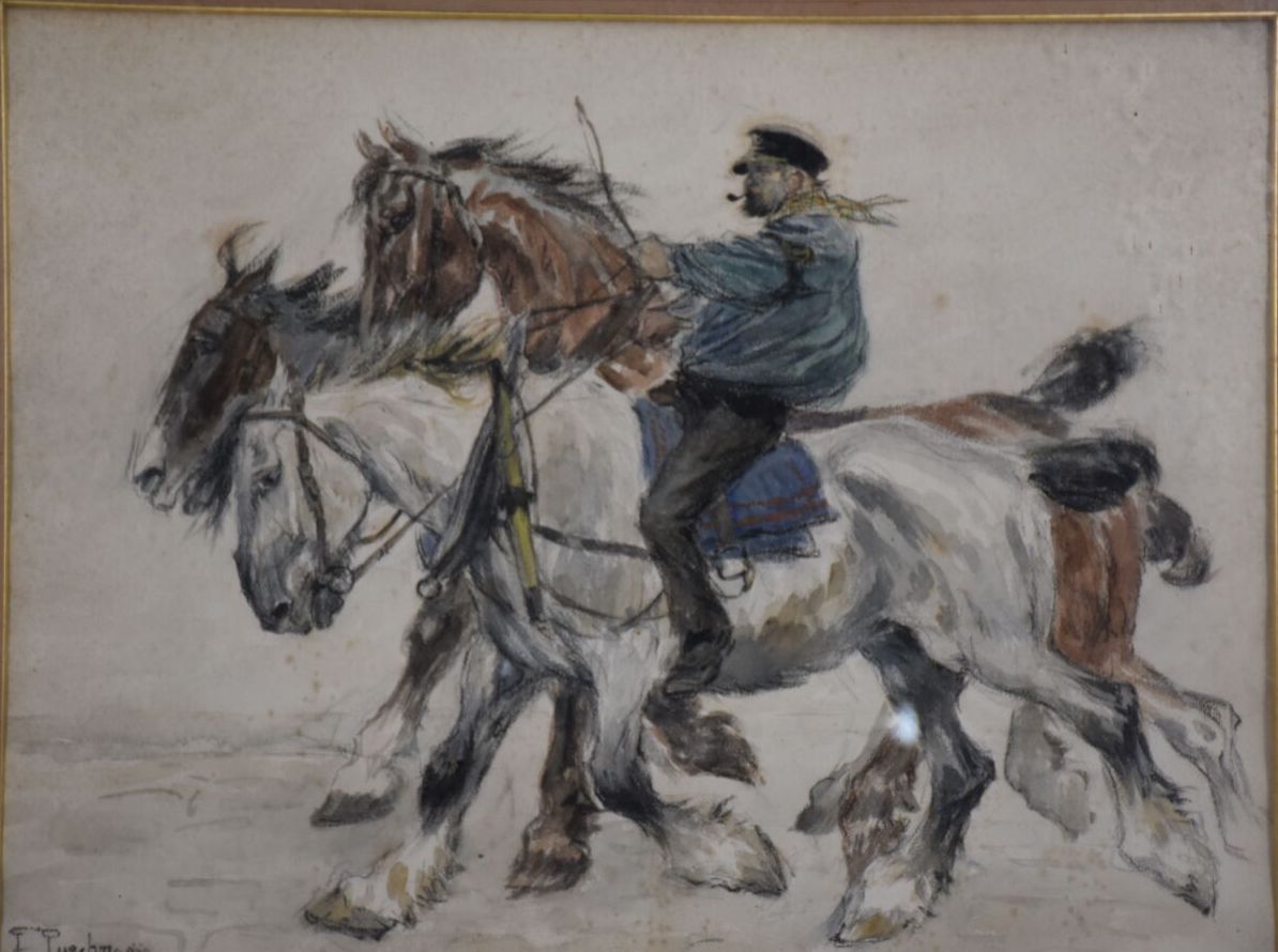 Null 弗雷德里克-普埃赫马格(?-1914)

骑手。

纸上水彩和炭笔，左下角有签名

高度：78厘米78；宽度：65厘米

(划痕)