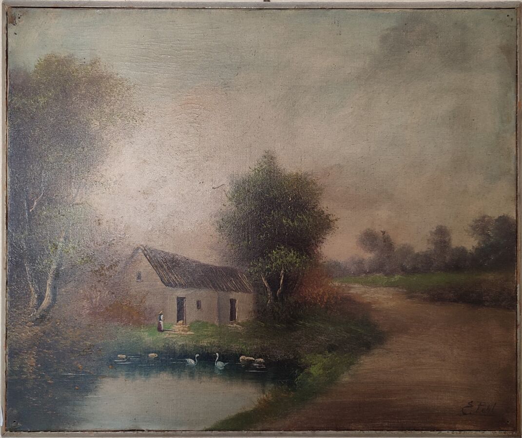 Null E.PETIT

Landschaft mit Bauernhof 

Öl auf Leinwand

H. : 46; B. : 55 cm