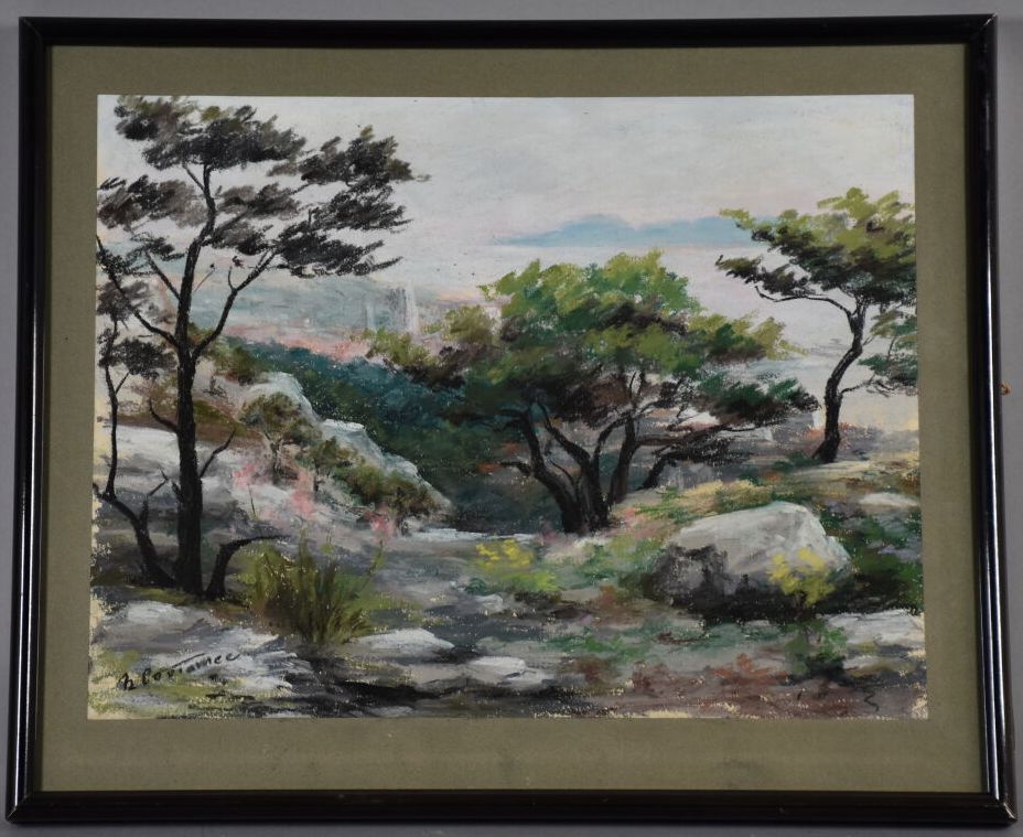 Null 克罗泽-海伦，（尼-库坦斯），20世纪

瓦尔的景观

粉彩画左下角有 "H.库坦斯"。

高度：40厘米40；宽度：30厘米