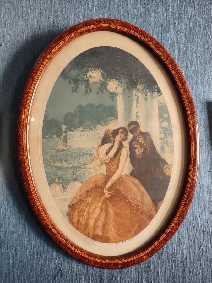Null Ensemble de deux gravures ovales représentant des couples d'amoureux

On jo&hellip;