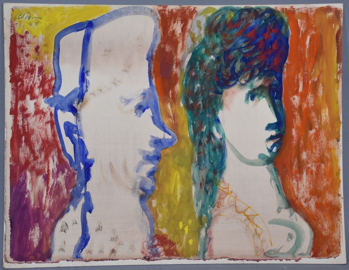 Null 西尔万-维尼 (1903-1970)

夫妇二人

纸板水粉画，左上角有签名和日期（19）68

高度：50厘米50；宽度：64厘米