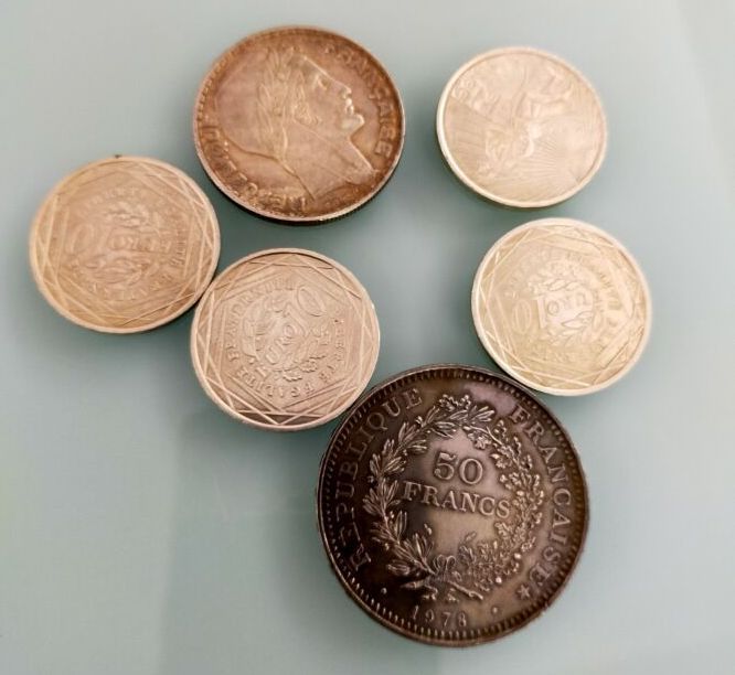 Null Seis monedas de plata
