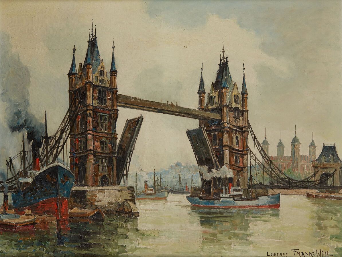 Null FRANK-WILL (1900-1951)
Londres, Tower Bridge 
Toile, signée et situé en bas&hellip;