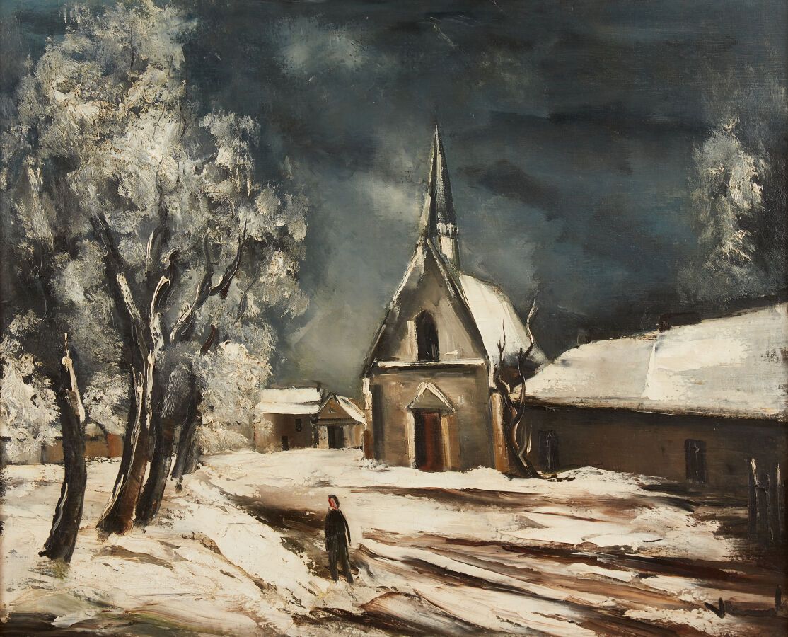 Null 弗拉明克-莫里斯-德(1876-1958)
雪中的教堂，1925年
布面油画，右下方有签名
高：81厘米81厘米；宽度：100厘米

出处： 
伯恩海&hellip;