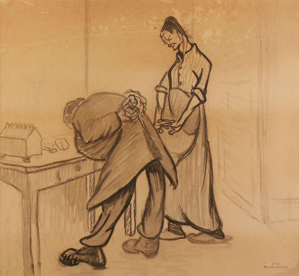 Null GALLOIS Marcelle (1888-1962)
Paar von Amateuren
Kohle auf Papier
Atelierste&hellip;