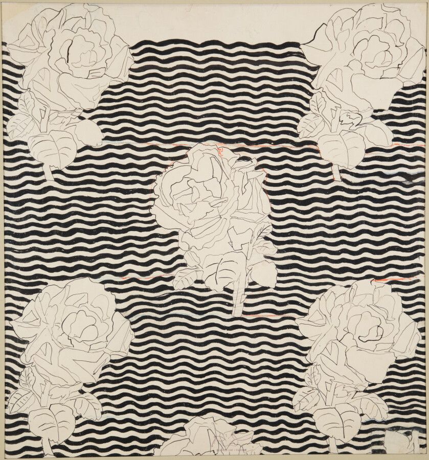 Null DUFY Raoul (1877-1953) 
Rosas sobre rayas negras
Aguada sobre papel, hacia &hellip;