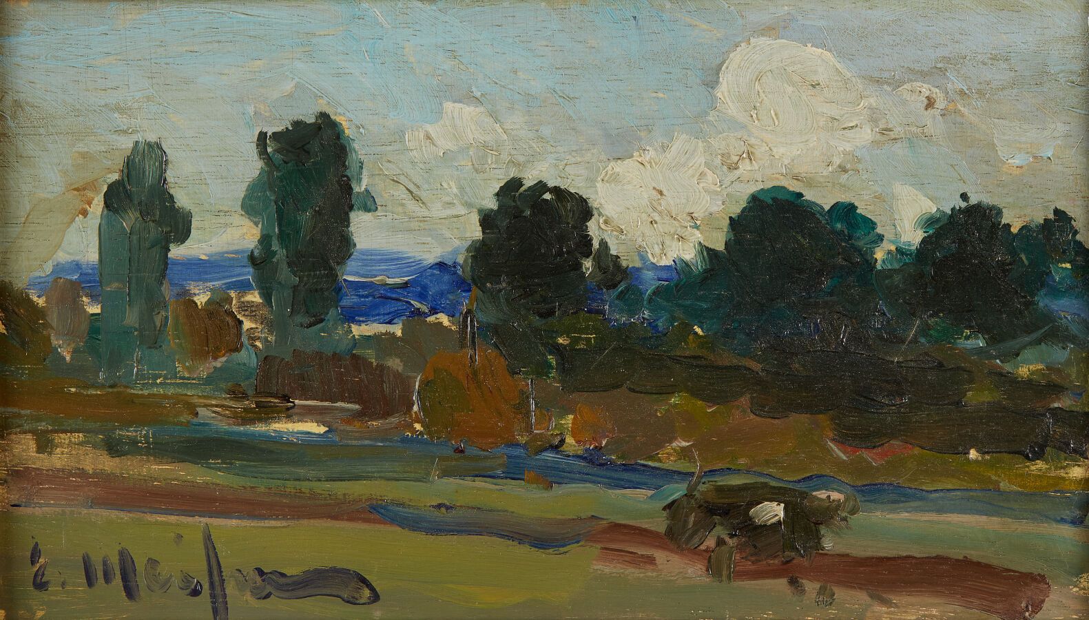 Null MEIFREN Eliseo (1857-1940)
Landschaft
Öl auf Panel, unten links signiert.
H&hellip;