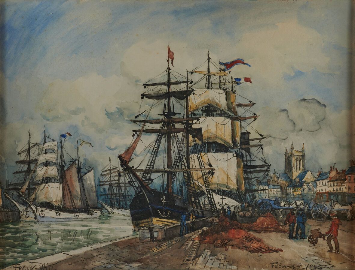 Null 弗兰克-威尔(1900-1951)
菲坎普港
水彩画，左下方有签名
高55.5；宽70.5厘米