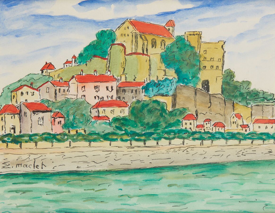 Null 马克莱特-埃利塞 (1881-1962)
水边的村庄
水彩画
高21；宽27厘米