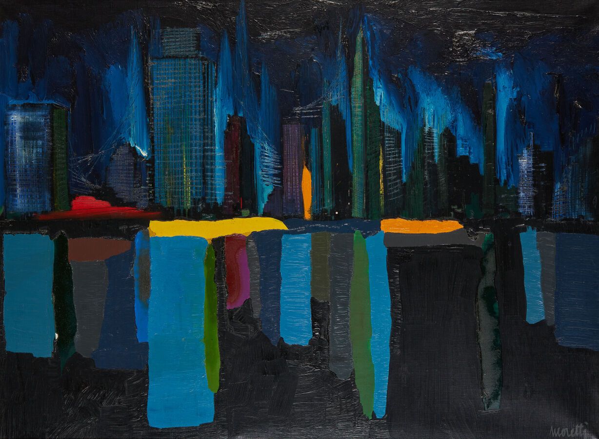 Null MORETTI Raymond (1931-2005)
"La ville"
Composition, toile signée en bas à d&hellip;