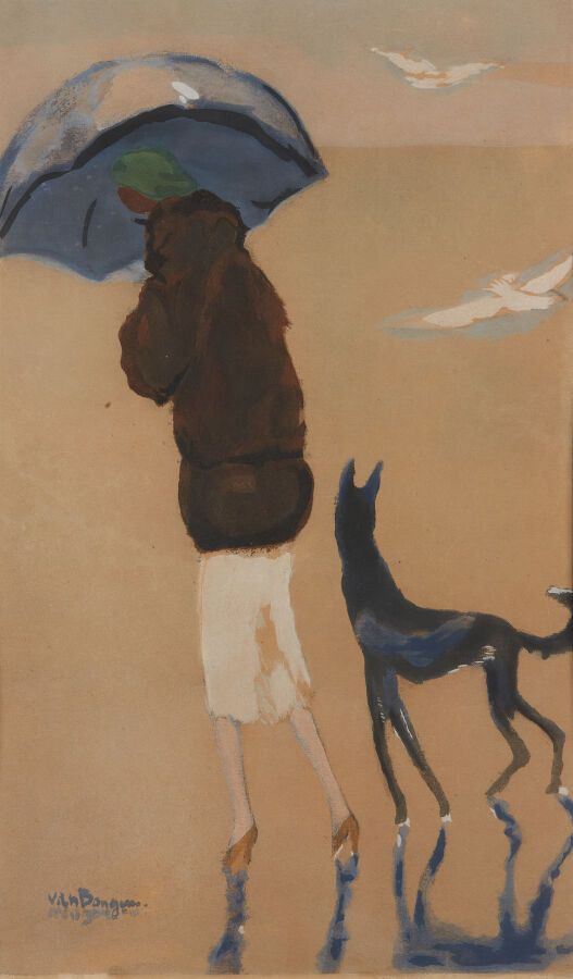 Null VAN DONGEN Kees (1877-1968)
Frau mit Hund geht am Strand spazieren, ca. 192&hellip;