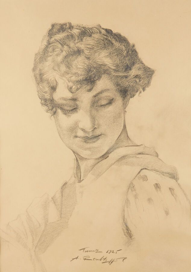 Null 卢布佐夫-阿列克桑德 (1884-1949)
一个女人的肖像
纸上炭笔，右下方有签名，日期为1925年
绘画高度48.5；宽度：34.5厘米