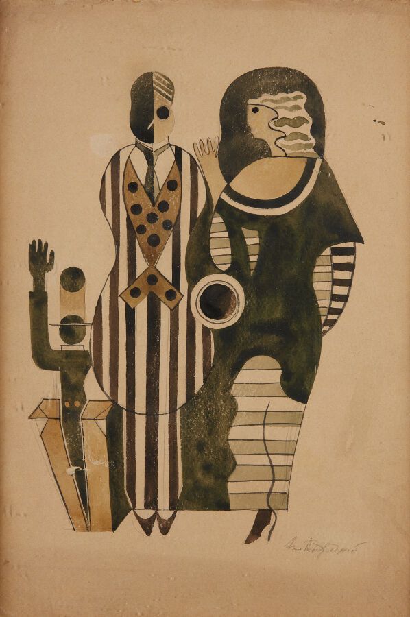 Null 佩特里斯基-阿纳托利(1895-1964)
构造主义人物
水墨，右下角有签名
高33；宽度：22厘米（张）。
(小标记)
