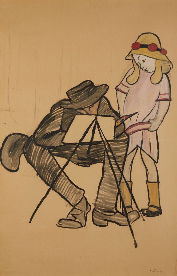 Null 加卢瓦-马塞尔 (1888-1962)
肖像师和她的模特
纸上石墨铅笔、印度墨水和水彩画
右下方有工作室印章
高98；宽63.5厘米（视图）

出处：&hellip;