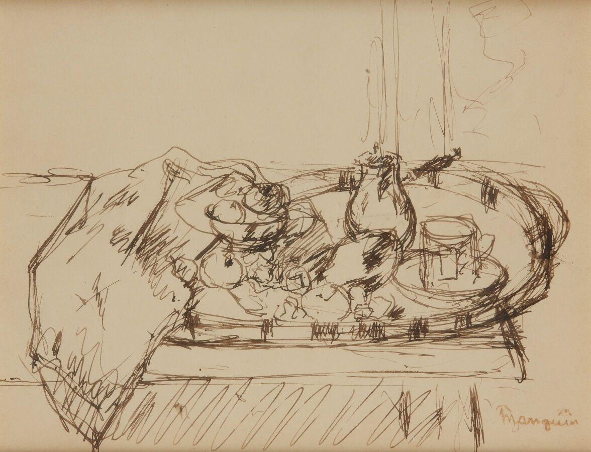 Null 亨利-查尔斯-芒格 (1874-1949)
静物 
钢笔，右下角工作室印章
高17厘米；宽度22厘米

出处：Pierre Manguin，画家的儿子&hellip;