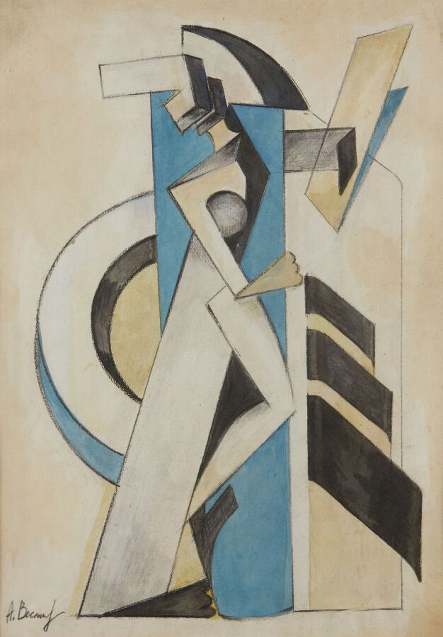 Null 维斯宁-亚历山大 (1883-1959)
抽象的建构主义构图
水彩、水粉和木炭，左下方有签名
高37；宽度25.5厘米（视图）