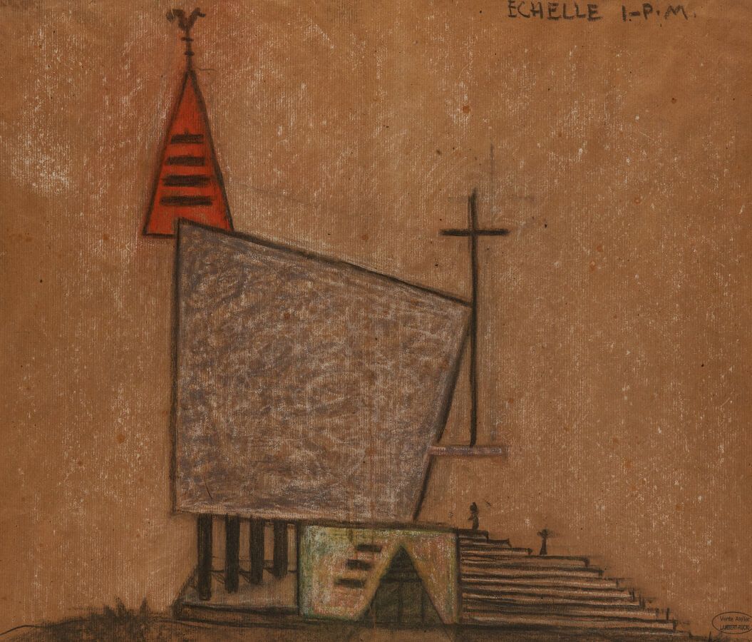 Null LAMBERT - RUCKI Jean (1888-1967)
Una iglesia
Lápiz graso sobre papel craft
&hellip;