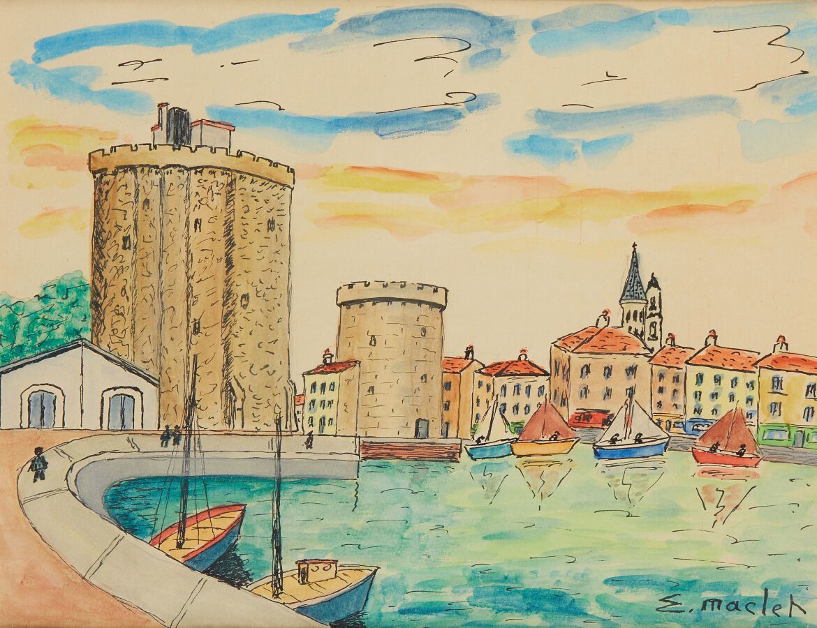 Null MACLET Elisée (1881-1962)
Port de la Rochelle
Aquarelle
Haut. : 21 ; Larg. &hellip;