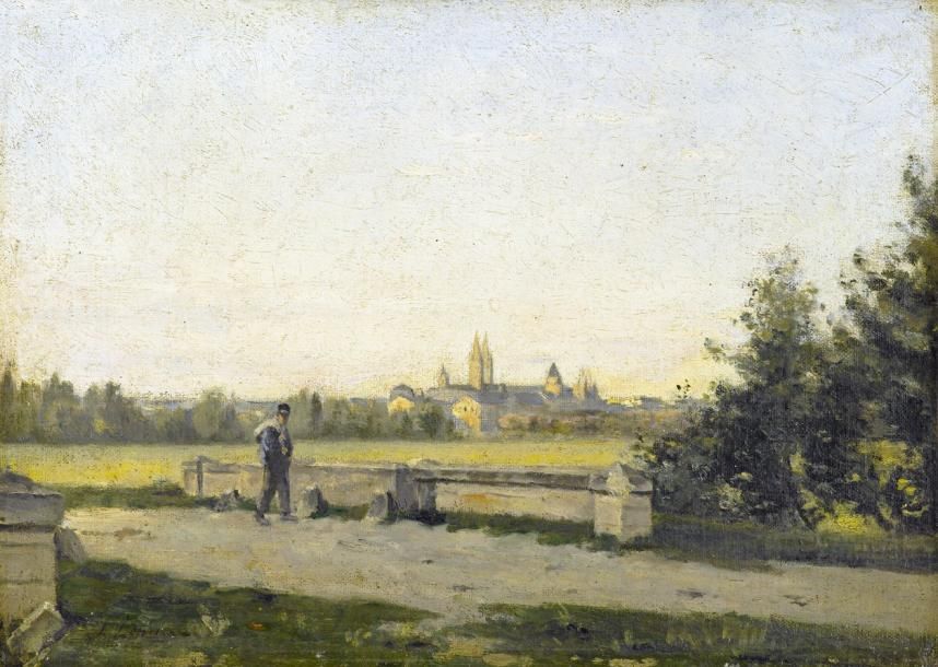 LEPINE Stanislas (1835-1892) «Environs de Chartres». Huile sur toile, signée en &hellip;