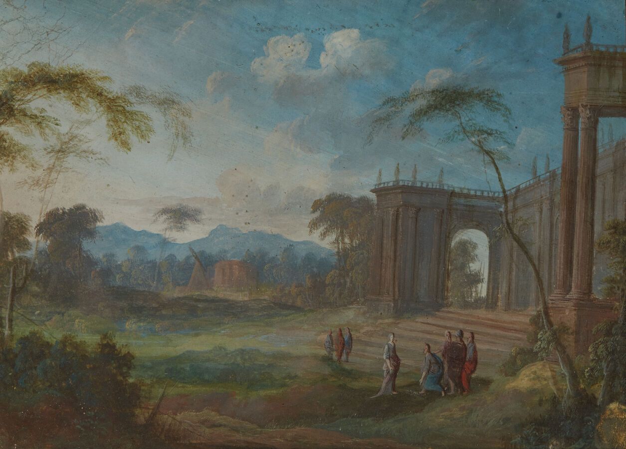 Ha PATEL Pierre-Antoine (1648-1707)
Abraham et les trois anges dans un paysage ;&hellip;